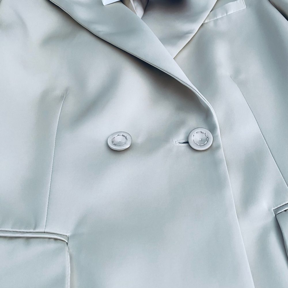 Altuzarra Ray Satin Jersey Blazer Antique Pearl SZ 40 - Picture 5 of 13